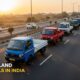 Ashok Leyland Dost Pickup trucks driving on Indian highway at sunset in multiple color variants