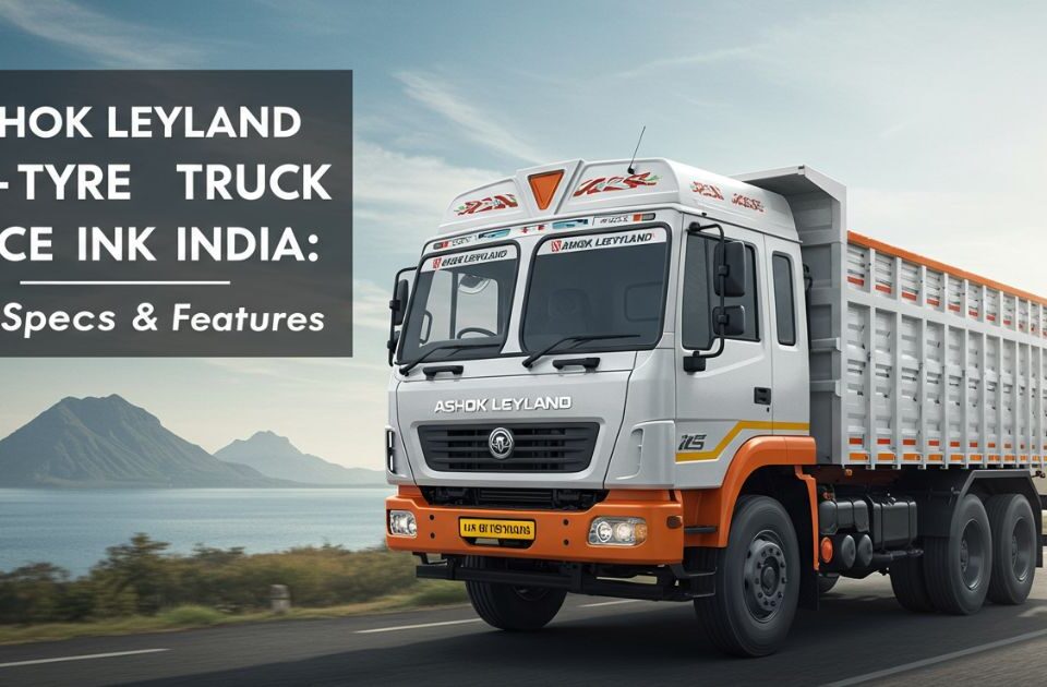 Ashok Leyland 14 Tyre Truck on highway in India showing specs, mileage, and design features